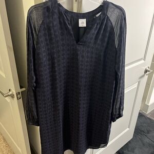 Cabi #3102 Diamond Design Print Harlequin Tunic Shift Dress Sz Medium Blue Black